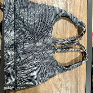 Black and White Striped Sports Bra